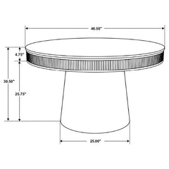 Ortega Round Marble Top Solid Base Dining Table White and Natural - 105141