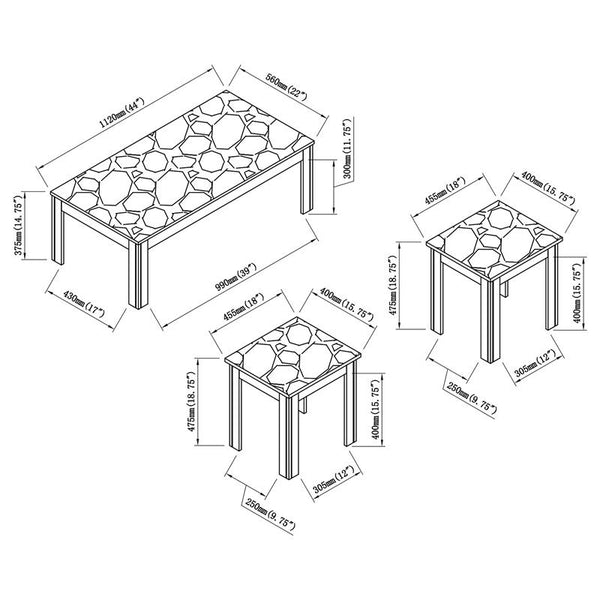 Rhodes 3-piece Faux Marble Top Coffee Table Set Brown - 700395