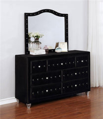 Deanna 7-drawer Rectangular Dresser with Mirror Black - 206103M