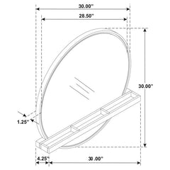 Arini Round Vanity Wall Mirror with Shelf Black - 224338