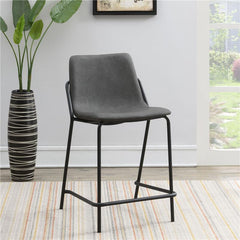 Earnest Solid Back Upholstered Counter Height Stools Grey and Black (Set of 2) - 183452