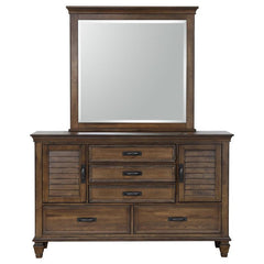 Franco 5-drawer Dresser with Mirror with 2 Louvered Doors Burnished Oak - 200973M