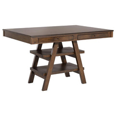 Dewey 2-drawer Counter Height Table with Open Shelves Walnut - 115208