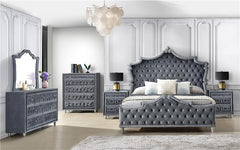 Antonella 7-drawer Upholstered Dresser with Mirror Grey - 223583M