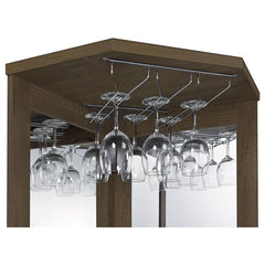 Alviso Corner Bar Cabinet with Stemware Rack Rustic Oak - 182303