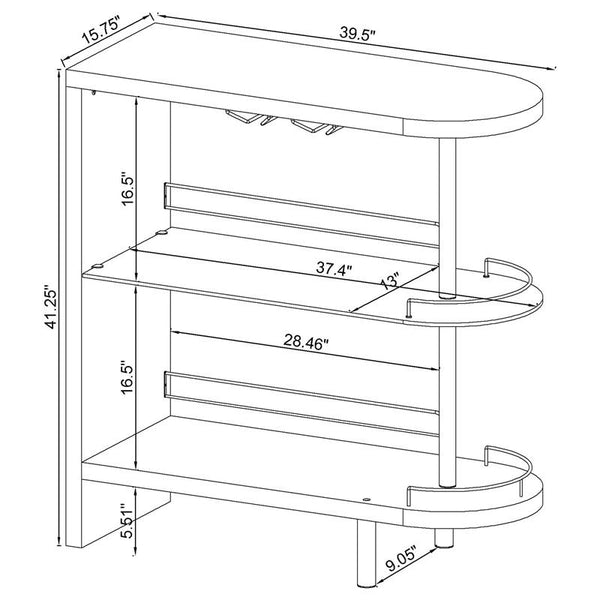 Adolfo 3-tier Bar Table Glossy Grey and Clear - 101073