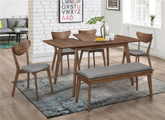 Alfredo Upholstered Dining Bench Grey and Natural Walnut - 108083