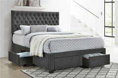 Soledad Upholstered Queen Storage Panel Bed Grey - 305877Q