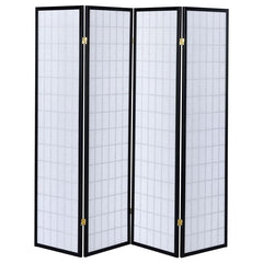 Roberto 4-Panel Room Divider Folding Shoji Screen Black - 4624