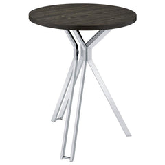 Edgerton Round Wood Top Bar Table Dark Oak and Chrome - 183131