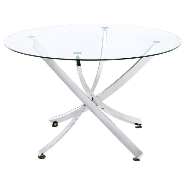 Beckham Round Dining Table Chrome and Clear - 106440