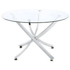 Beckham 5-piece Round Dining Set Chrome and White - 106440-S5