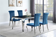 Betty Upholstered Side Chairs Teal and Chrome (Set of 4) - 105076