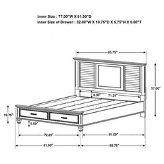 Franco Wood Eastern King Storage Panel Bed Distressed White - 205330KE