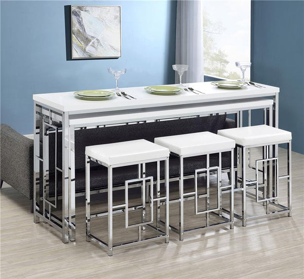 Jackson 5-piece Multipurpose Counter Height Table Set White and Chrome - 182715