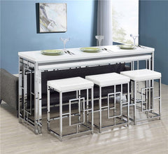 Jackson 5-piece Multipurpose Counter Height Table Set White and Chrome - 182715