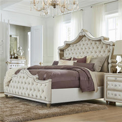 Antonella Upholstered Queen Panel Bed Ivory and Camel - 223521Q