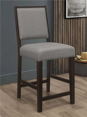 Bedford Upholstered Open Back Counter Height Stools with Footrest (Set of 2) Grey and Espresso - 183471