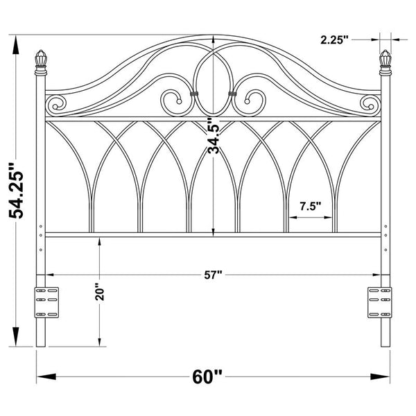 Zola Metal Queen or Full Open Frame Headboard Brown - 300186QF