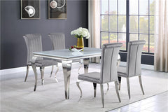 Carone Rectangular Glass Top Dining Table White and Chrome - 115091