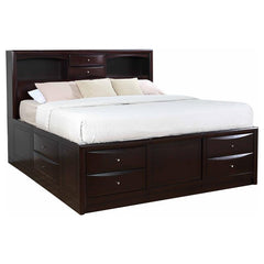 Phoenix Wood California King Storage Bookcase Bed Cappuccino - 200409KW