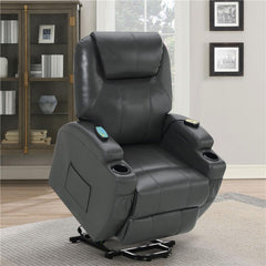 Sanger Upholstered Power Lift Massage Recliner Charcoal Grey - 600498P