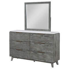 Nathan 6-drawer Dresser with Mirror Grey - 224603M