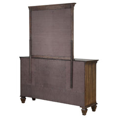 Franco 5-drawer Dresser with Mirror with 2 Louvered Doors Burnished Oak - 200973M