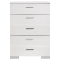 Felicity 5-piece Eastern King Bedroom Set White High Gloss - 203501KE-S5