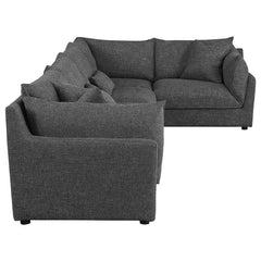 Sasha 5-piece Upholstered Modular Sectional Barely Black - 551681-SETA