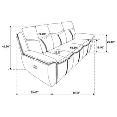Sloane Upholstered Padded Arm Reclining Sofa Blue - 610271