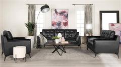 Moira 3-piece Upholstered Wedge Arm Tufted Sofa Set Black - 511131-S3