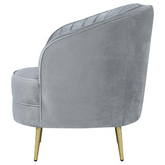 Sophia Upholstered Channel Tufted Barrel Accent Chair Grey - 506866