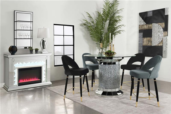 Ellie Pedestal Round Glass Top Counter Height Table Mirror - 115558