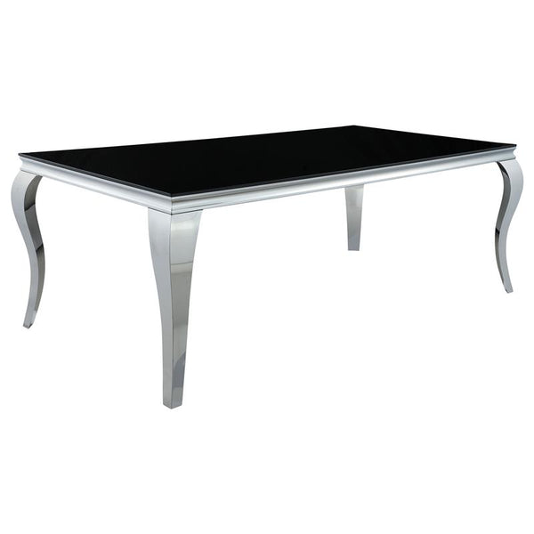 Carone Rectangular Glass Top Dining Table Black and Chrome - 115071