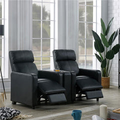 Toohey Upholstered Home Theater Push Back Recliner Black - 600181