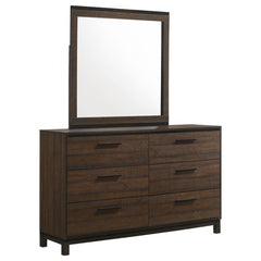 Edmonton 6-drawer Dresser with Mirror Rustic Tobacco - 204353M