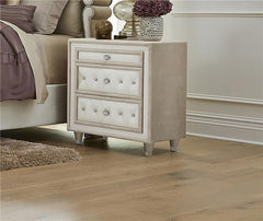 Antonella Upholstered 3-drawer Nightstand Ivory and Camel - 223522