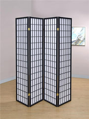 Roberto 4-Panel Room Divider Folding Shoji Screen Black - 4624