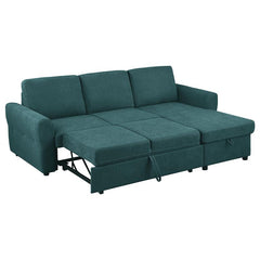 Samantha Upholstered Storage Sleeper Sectional Sofa Teal - 511087