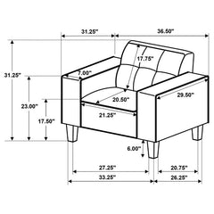 Deerhurst 3-piece Upholstered Track Arm Sofa Set Charcoal - 509641-S3