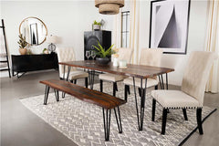 Neve Live-edge Dining Bench with Hairpin Legs Sheesham Grey and Gunmetal - 193863