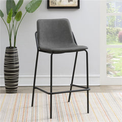 Earnest Solid Back Upholstered Bar Stools Grey and Black (Set of 2) - 183453