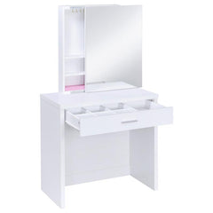 Harvey Vanity Set with Lift-Top Stool White - 300290