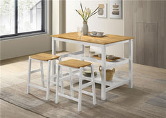 Hollis Kitchen Island Counter Height Table with Pot Rack Brown and White - 122246