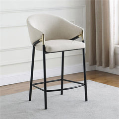 Chadwick Sloped Arm Counter Height Stools Beige and Glossy Black (Set of 2) - 183436