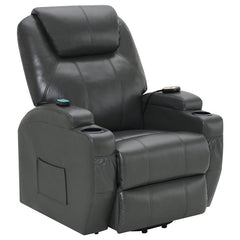 Sanger Upholstered Power Lift Massage Recliner Charcoal Grey - 600498P