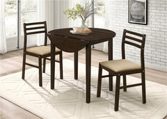 Bucknell 3-piece Dining Set with Drop Leaf Cappuccino and Tan - 130005
