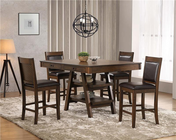 Dewey Upholstered Counter Height Chairs with Footrest (Set of 2) Brown and Walnut - 115209