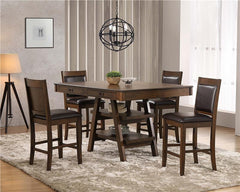 Dewey 2-drawer Counter Height Table with Open Shelves Walnut - 115208